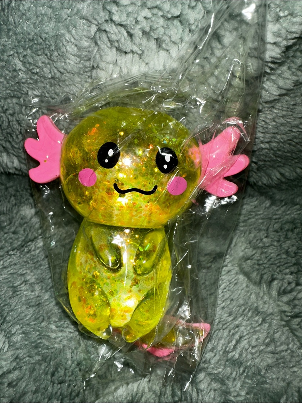 Yellow Pink Axolotl squishy (sugar) - Cute Glitter squishy